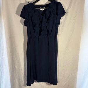 Chic Navy Ruffle Midi Dress